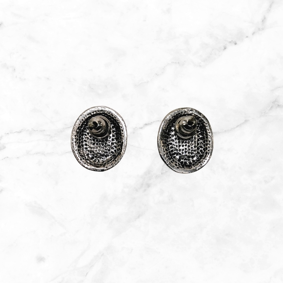 NEW Southwest Inspired Oval Silver and Light Blue Earrings - Picture 8 of 9